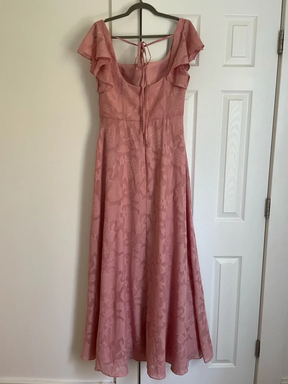 Azazie Bondi Rosette A-Line Side Slit Floral Burnout Dress - Size 12 - Picture 4 of 16